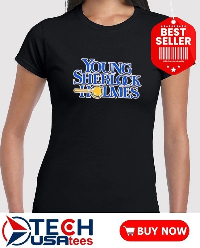 Millie Bobby Brown wearing young sherlock holmes shirt