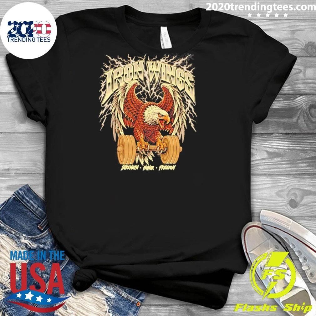 Iron Wings Strength Honor Freedom Eagle Weightlifting Shirt
