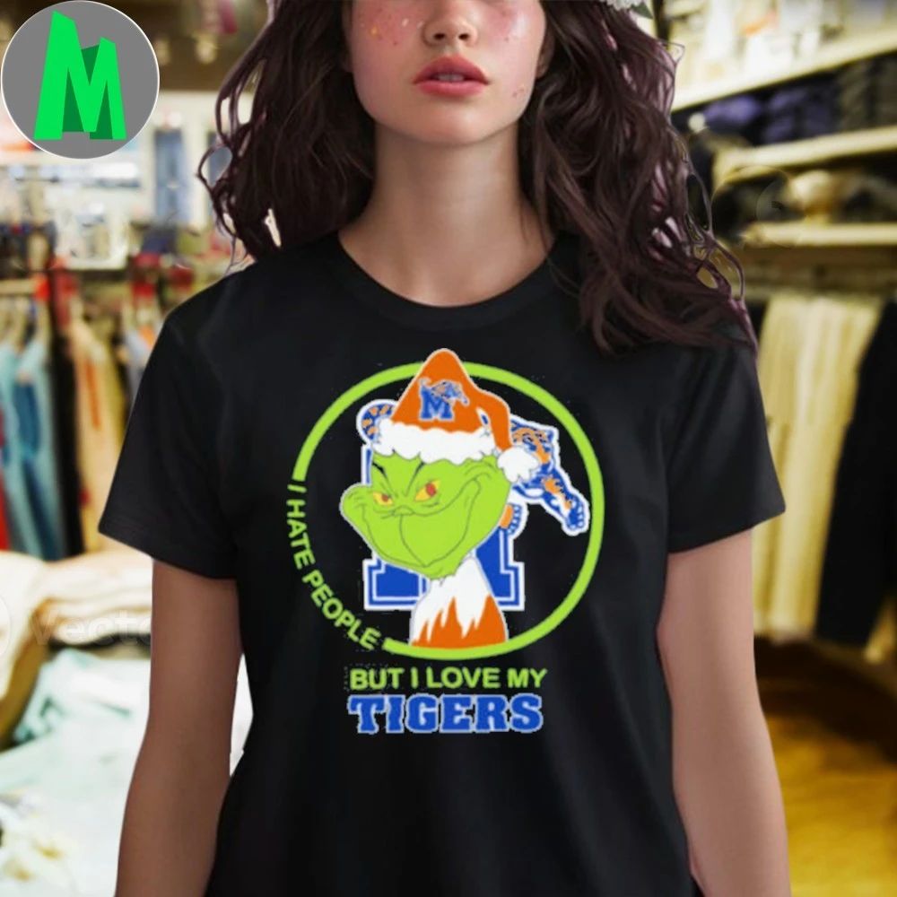 Memphis Tigers Grinch Christmas Hates People But Loves Football Logo Shirt