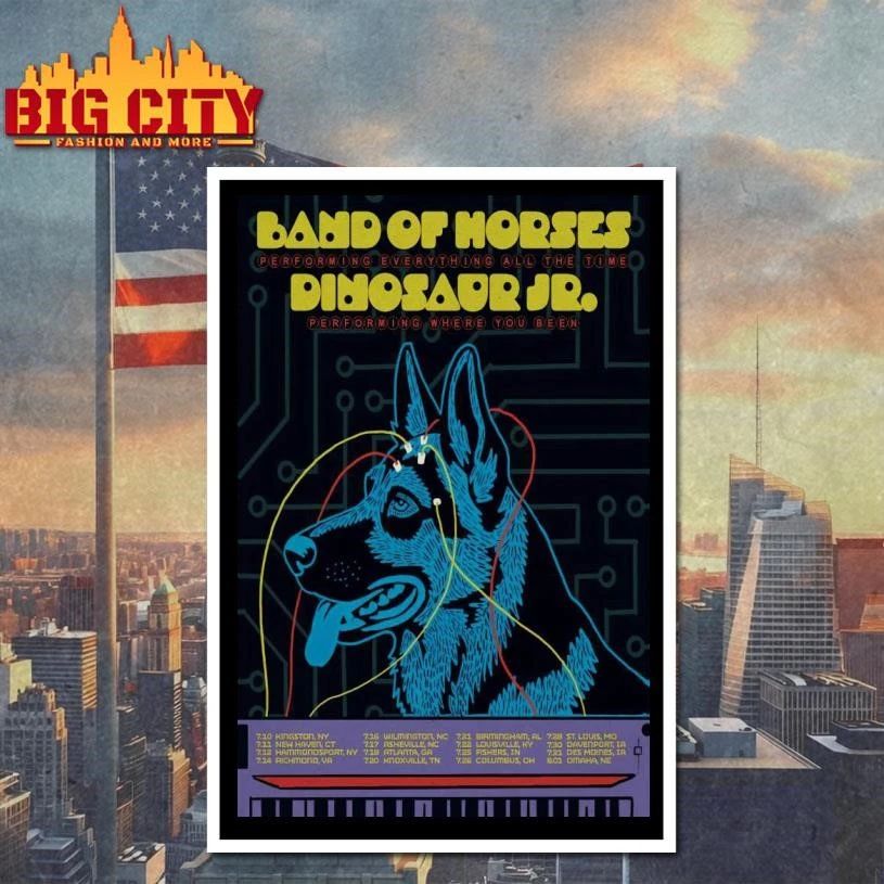 Dinosaur Jr. and Band of Horses Tour July 2026 Poster Shirt