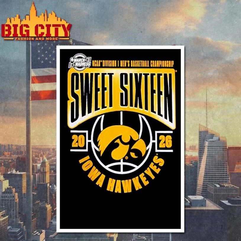 Iowa Hawkeyes 2026 NCAA Men’s Basketball Tournament March Madness Sweet 16 Shirt