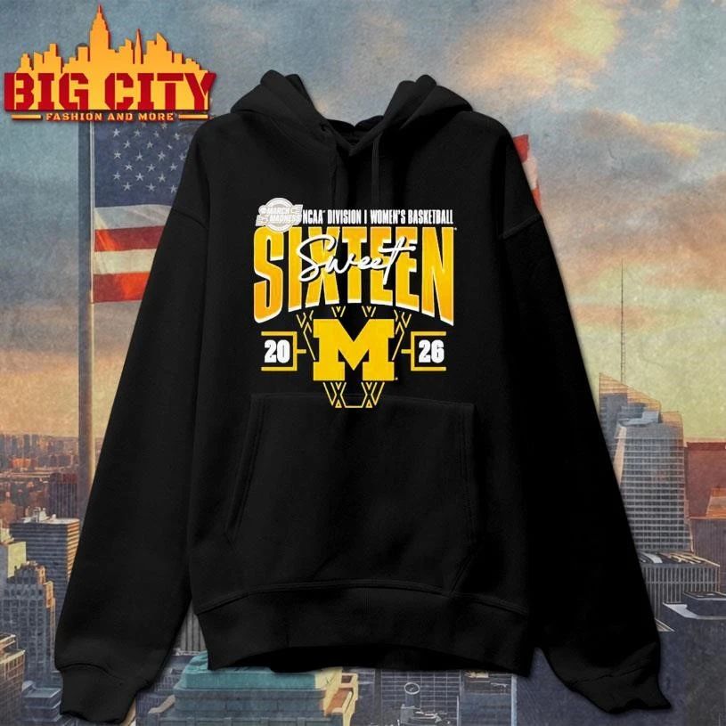 Michigan Wolverines 2026 NCAA Women’s Basketball Tournament March Madness Sweet 16 Court Shot Shirt