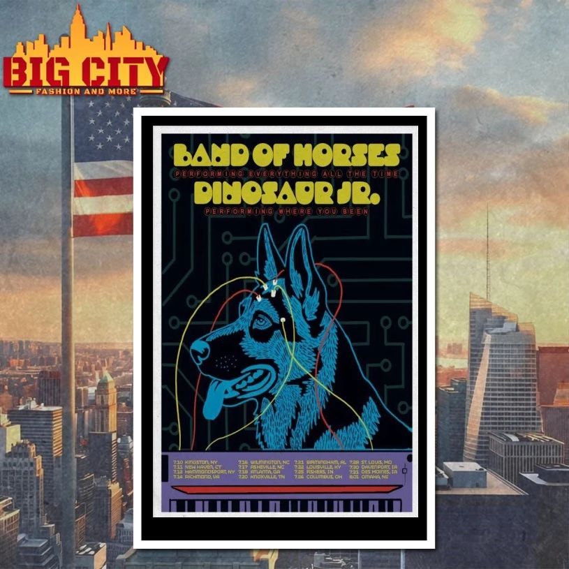 Dinosaur Jr. and Band of Horses Tour July 2026 Poster T-shirt