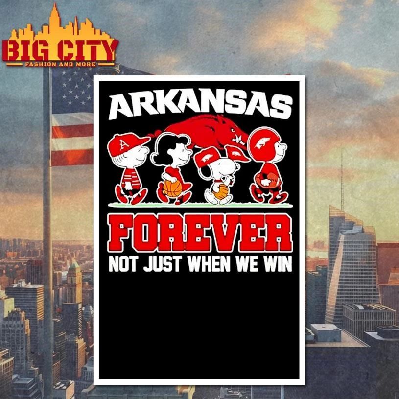 Peanuts Characters Arkansas Razorback Forever Not Just When We Win Graphic Shirt