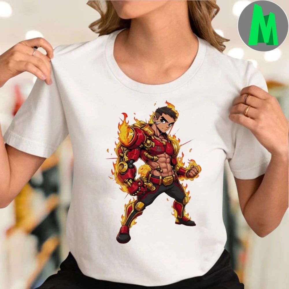 Flame Warrior Red Gold Cyber Armor Shirt