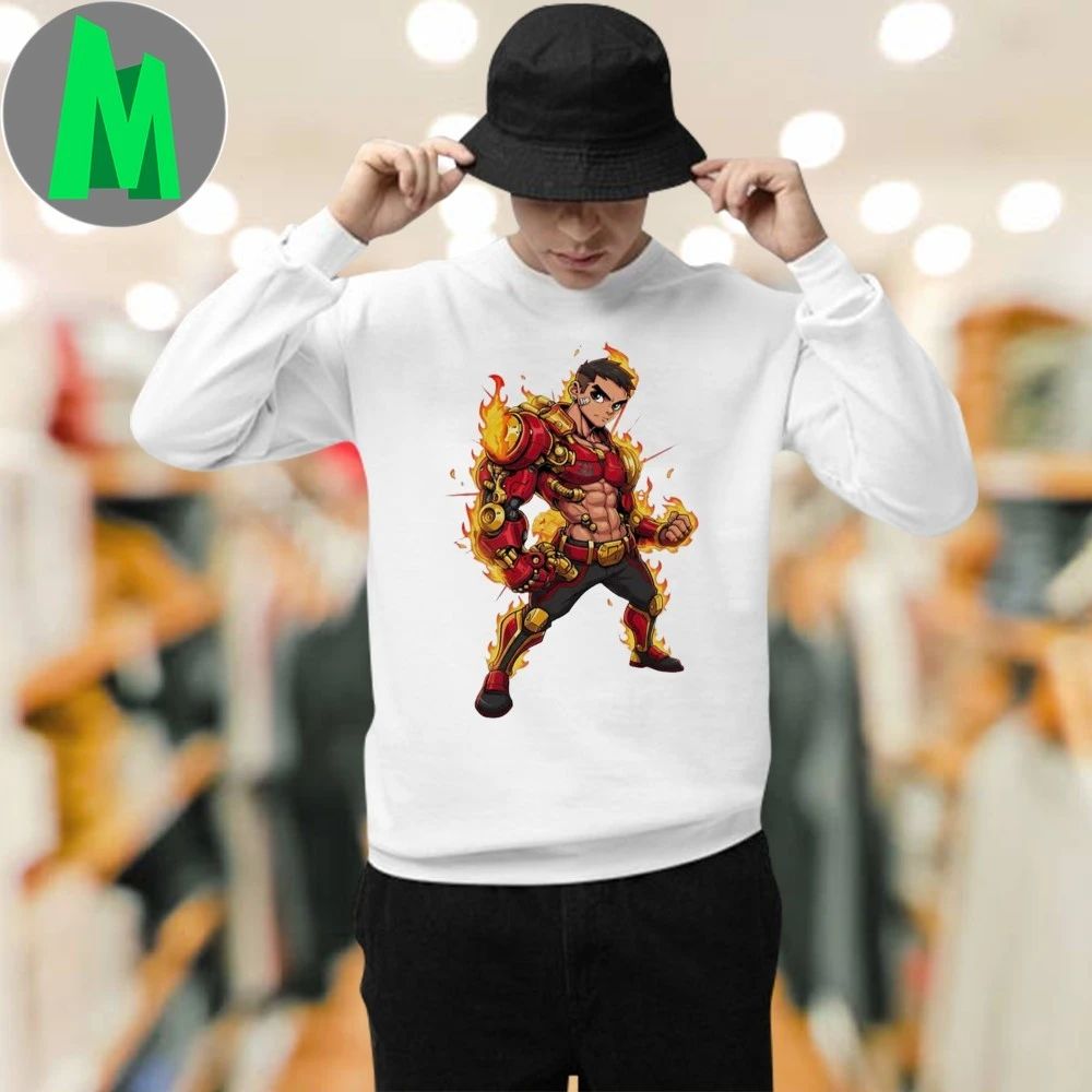 Flame Warrior Red Gold Cyber Armor Shirt