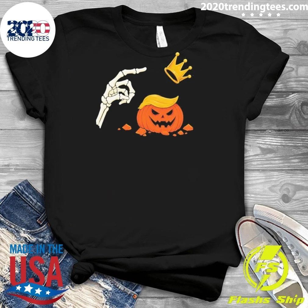No Kings Skeleton Trump Pumpkin Halloween Shirt