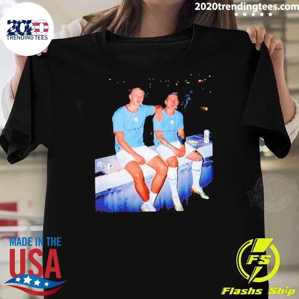 Enzo Fernández And Erling Haaland Smoking Skyline Shirt