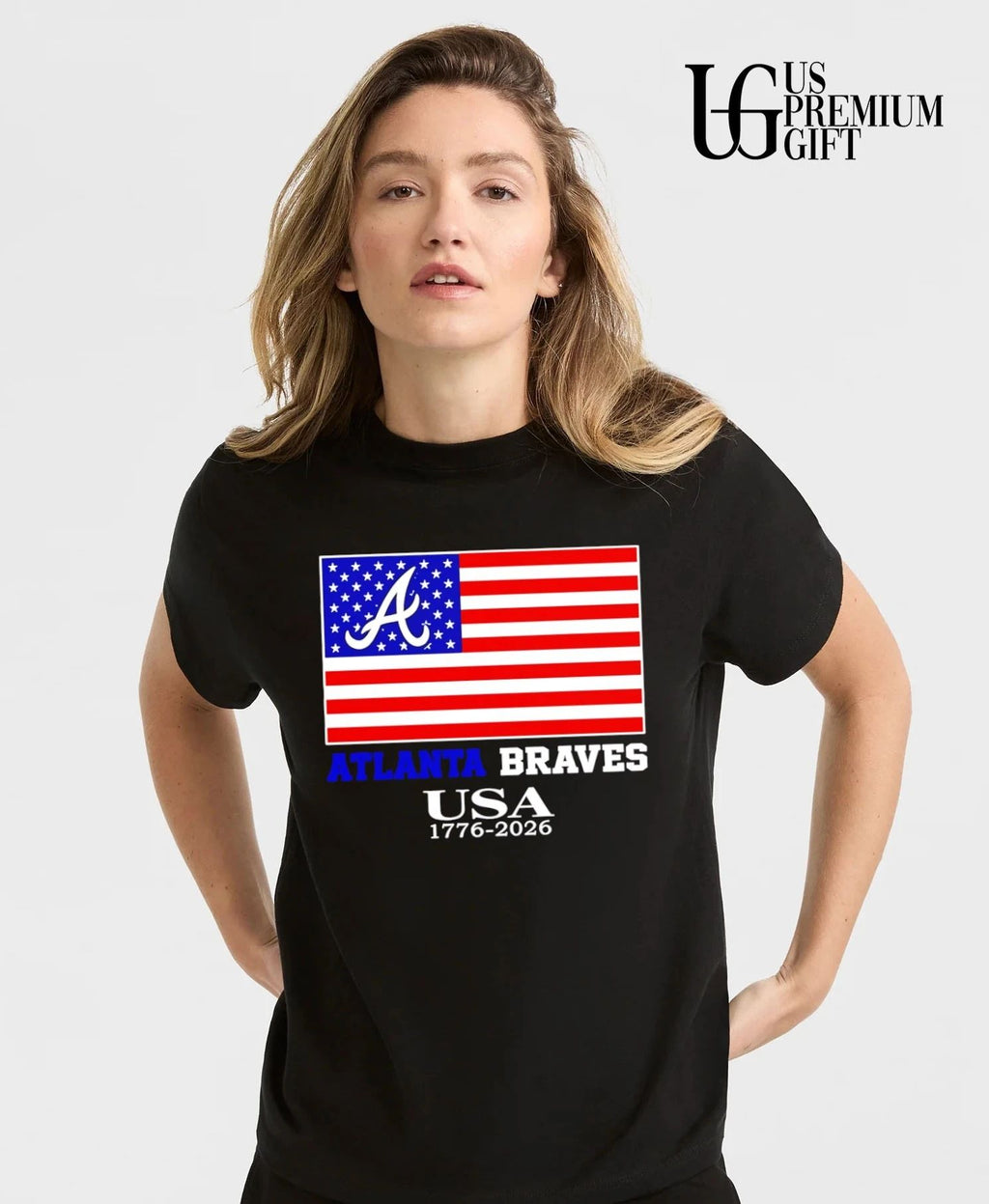 Atlanta Braves USA 1776-2026 American flag logo shirt