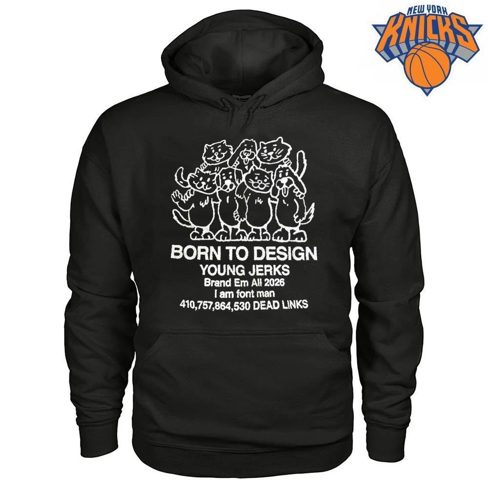 Born To Design Young Jerks Hand Drawn Cartoon Cats And Dogs Graphic T Shirt