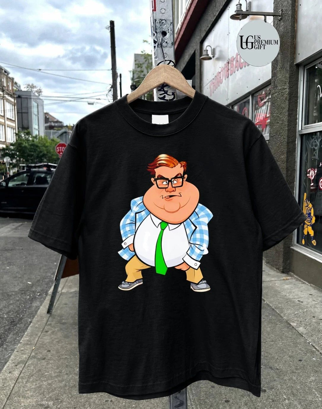 Matt Foley Chris Farley caricature shirt