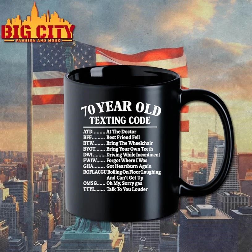 70 Year Old Texting Code At The Doctor Best Friend Fell Funny 70th Birthday Vintage Shirt