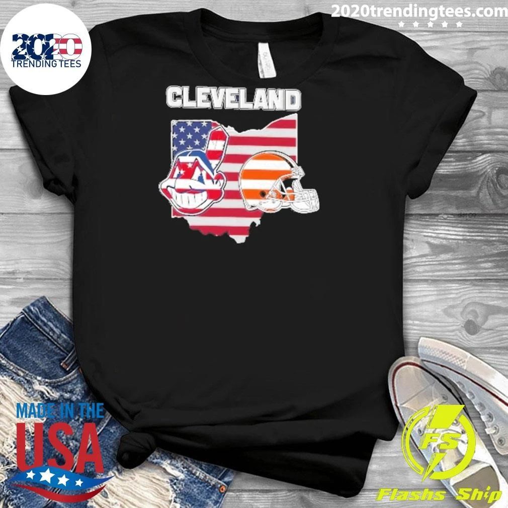 Cleveland Indians And Cleveland Browns Sports Featuring Ohio State Map Shirt