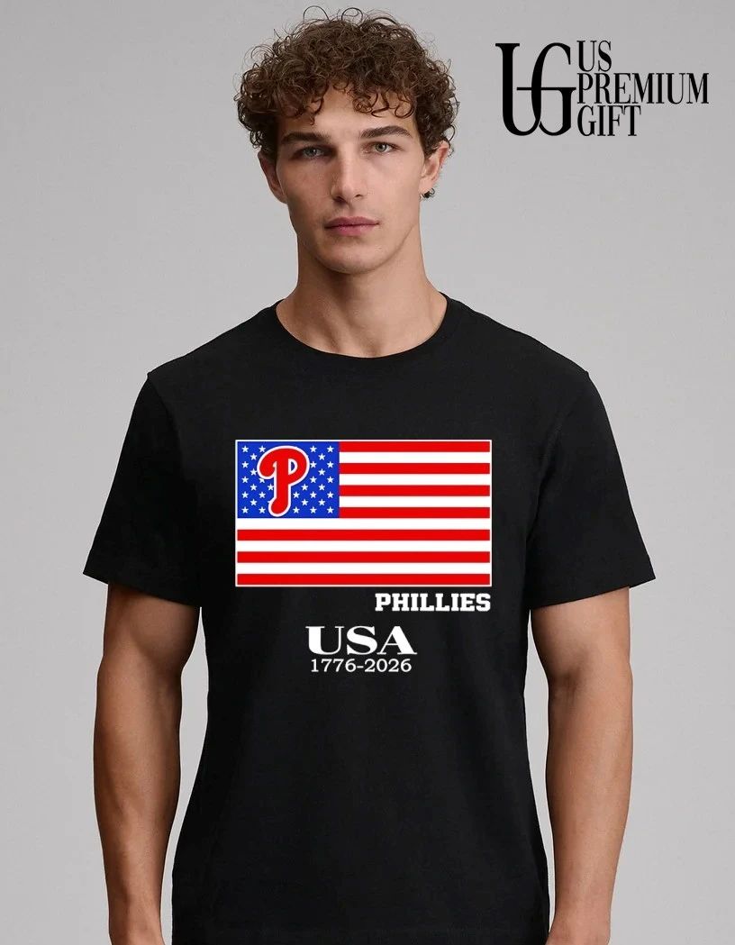Philadelphia Phillies USA 1776-2026 American flag logo shirt