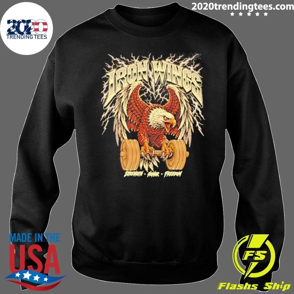 Iron Wings Strength Honor Freedom Eagle Weightlifting Shirt