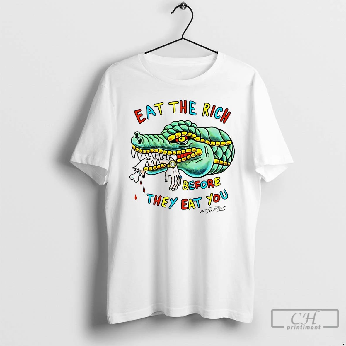 Classic Alligator Eat The Rich Before They Eat You Cartoon