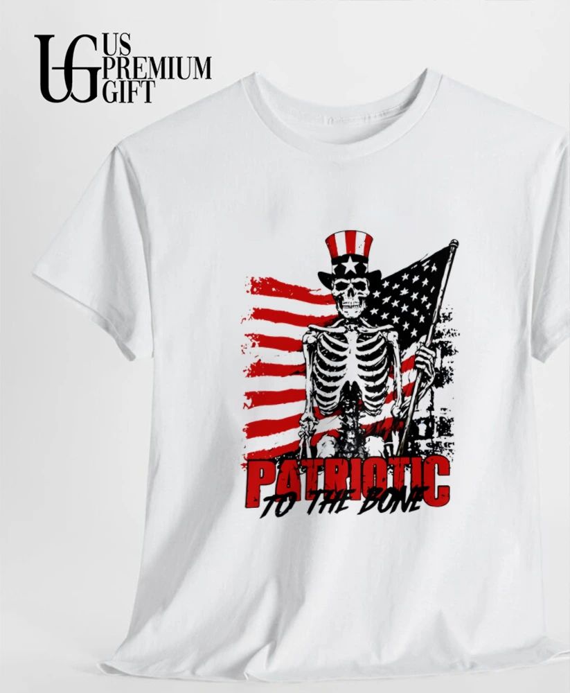 Skeleton Uncle Sam Patriotic to the Bone American flag shirt
