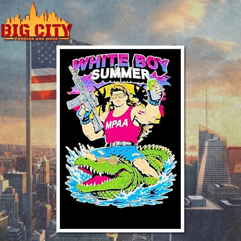 White Boy Summer Mpaa Riding Alligator Graphic Shirt