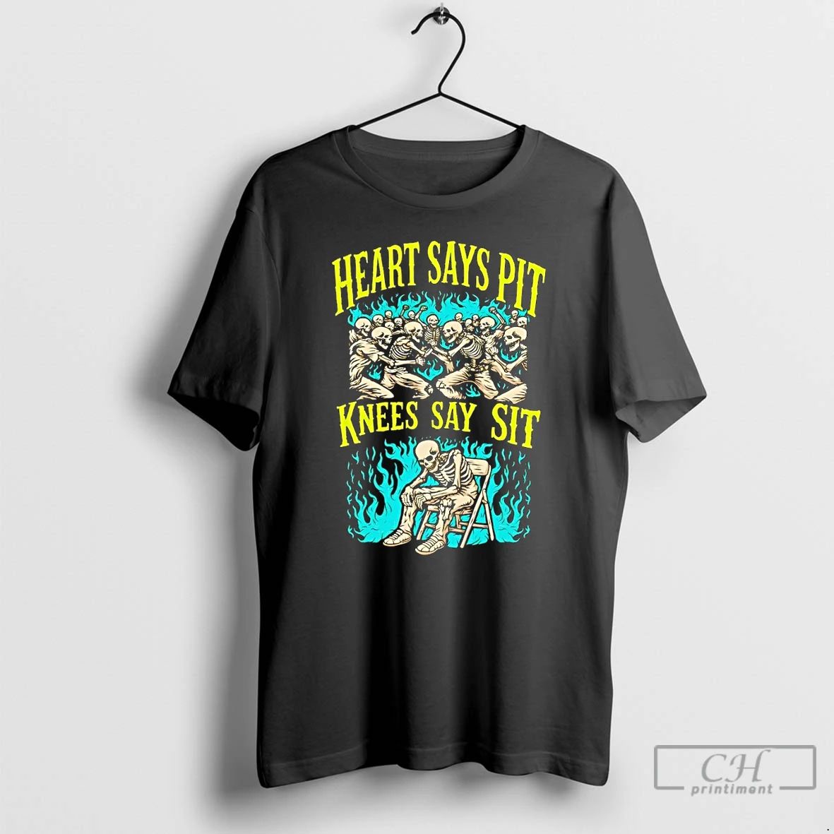 Classic Skeleton Heart Says Pit Knees Say Sit Vintage