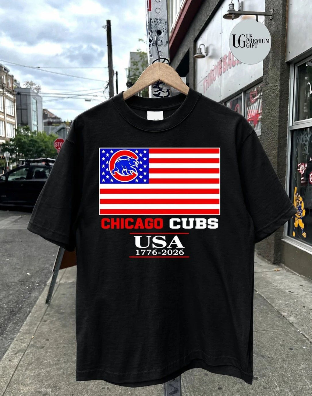 Chicago Cubs USA 1776-2026 American flag logo shirt