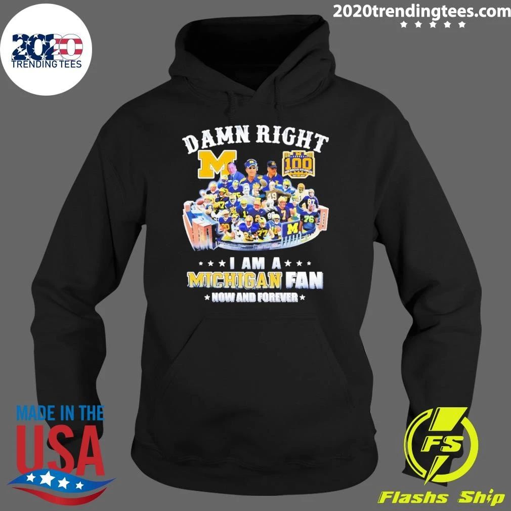Michigan Wolverines Football Player Stadium Collage Damn Right I Am A Fan Shirt