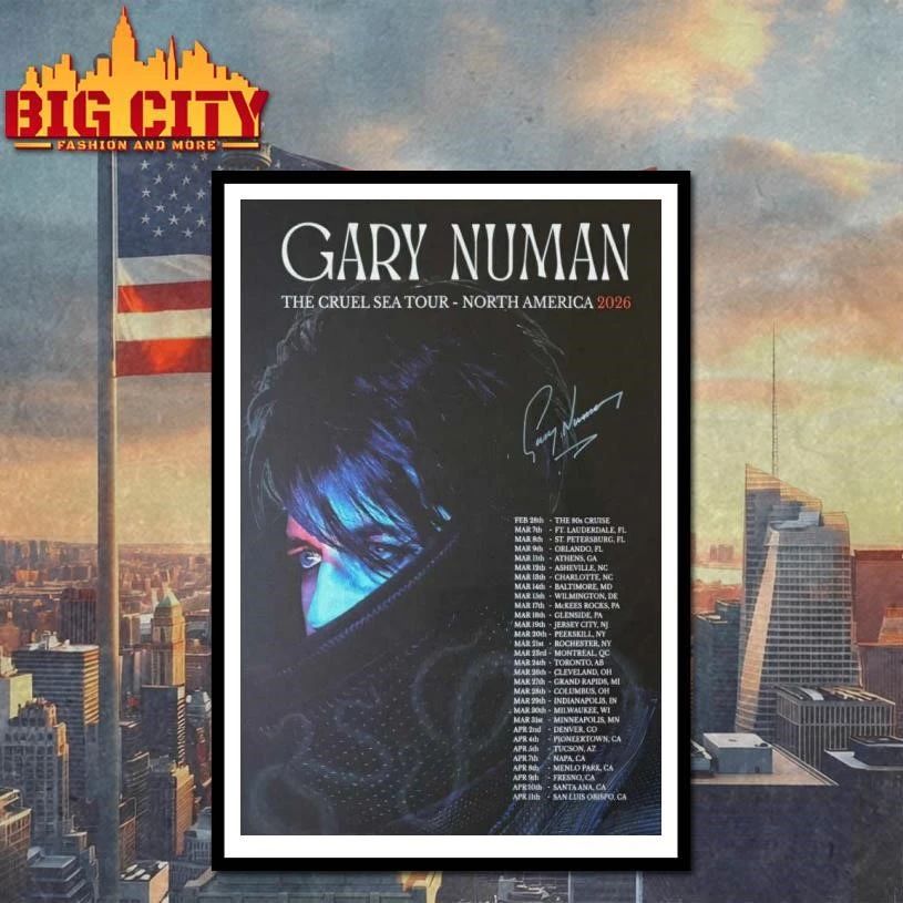 Gary Numan SIGNED 2026 Tour The Cruel Sea Poster Shirt