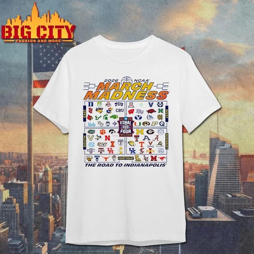 2026 NCAA March Madness 68-Team The Road to Indianapolis College Basketball Shirt