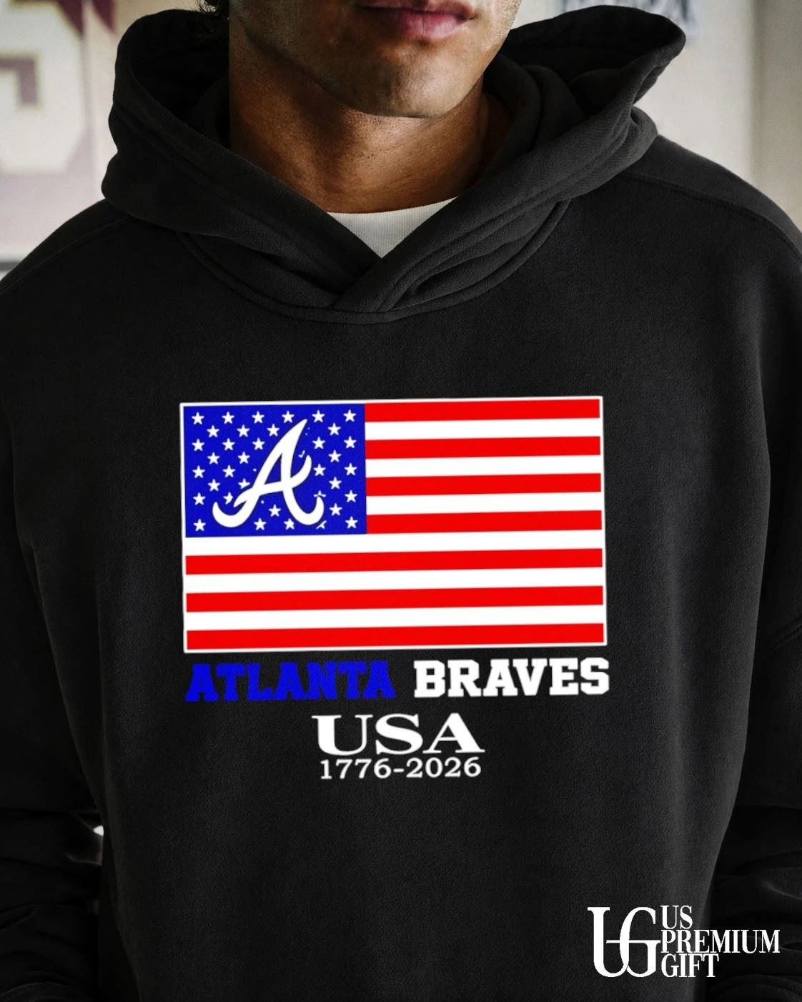 Atlanta Braves USA 1776-2026 American flag logo shirt