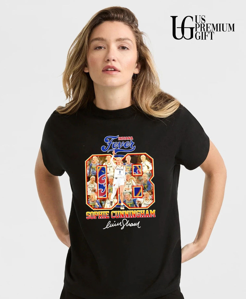 Sophie Cunningham No 8 Indiana Fever WNBA signature number collage signature shirt