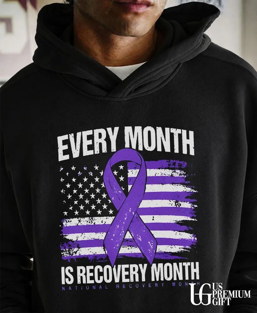 Every Month Is Recovery Month Distressed American flag shirt