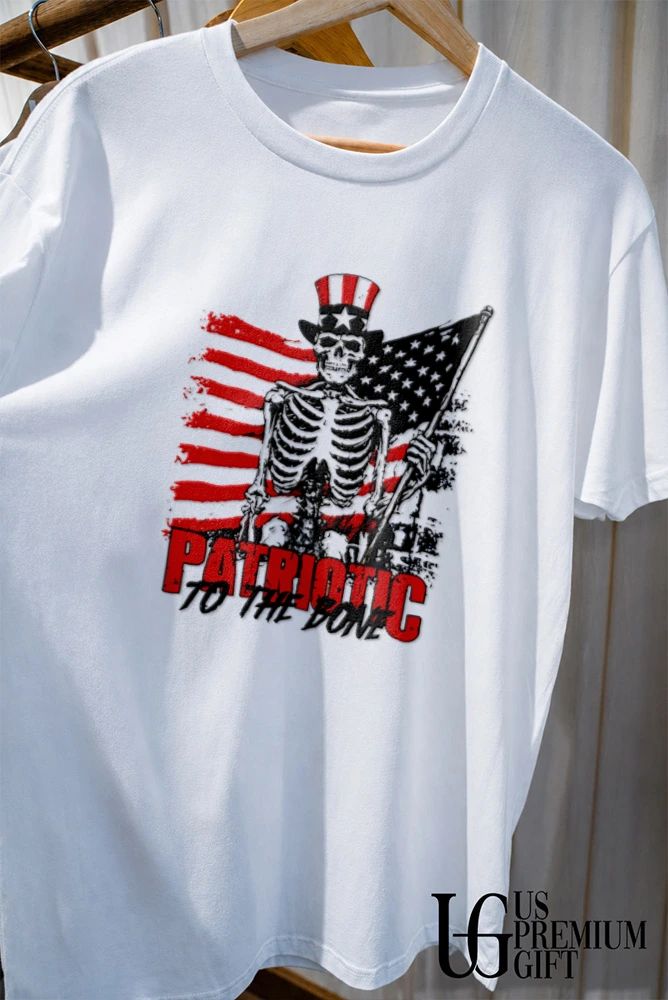 Skeleton Uncle Sam Patriotic to the Bone American flag shirt