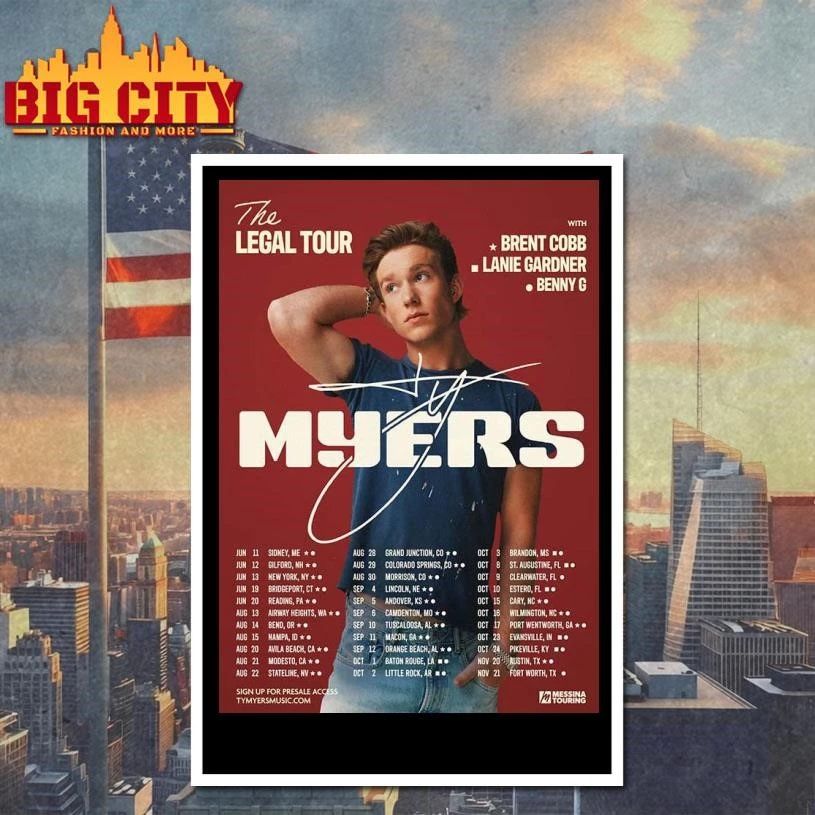 Ty Myers The Legal Tour 2026 North America City Dates Decor Poster Shirt
