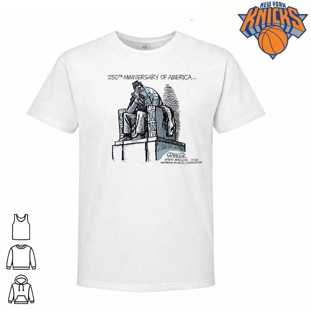 Happy 4th of July 250th Anniversary of America Crying Abraham Lincoln Statue Cartoon shirt
