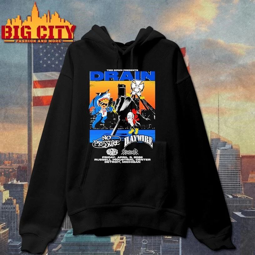 Drain Tied Down Presents At Russell Industrial Center On April 3 2025 Detroit Michigan Shirt