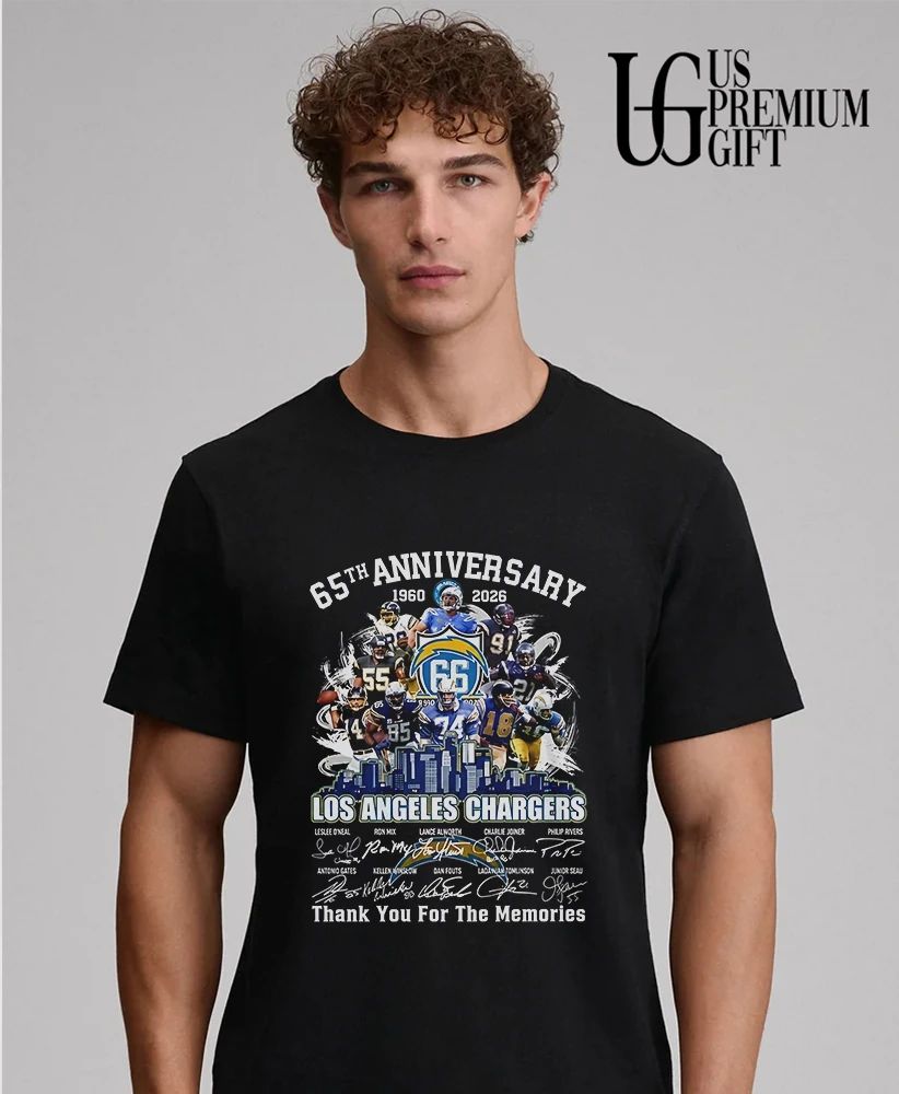 Los Angeles Chargers 65th Anniversary 1960-2026 Legends thank you for the memories signature shirt