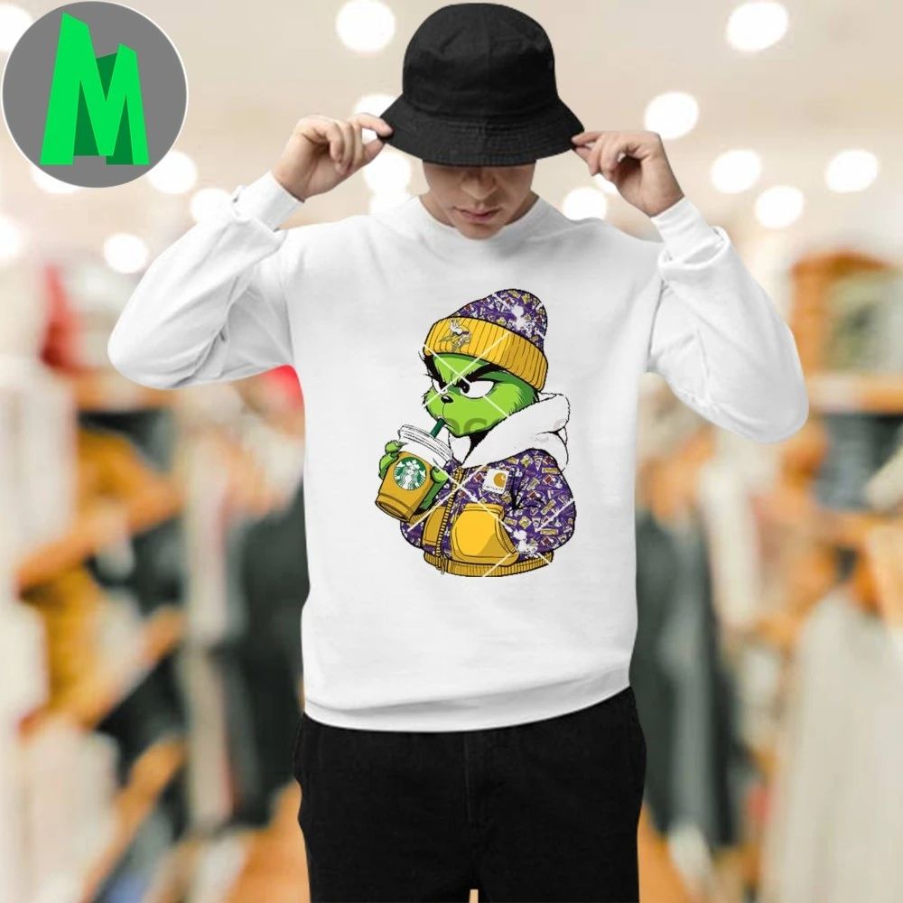 Carhartt Grinch Minnesota Vikings Drink Starbucks Coffee Grinchmas Logo Shirt