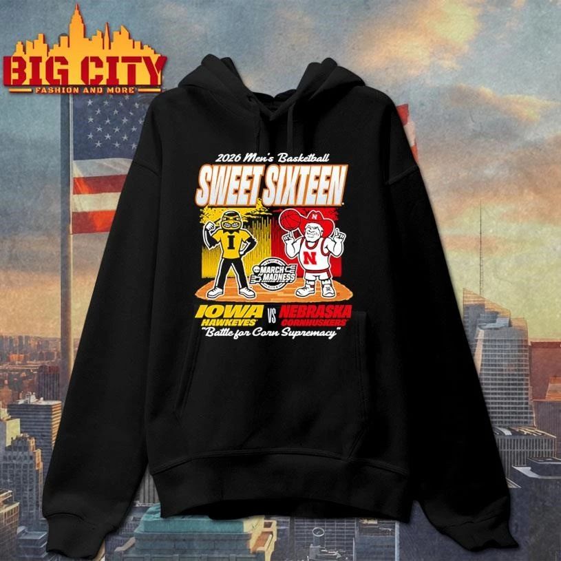 Something Inked Nebraska Cornhuskers Black 2026 NCAA Men’s Basketball Sweet 16 College Shirt