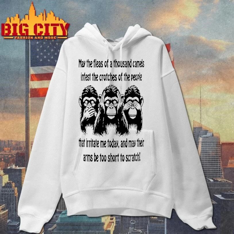 Three Monkeys May The Fleas Of A Thousand Camels Infest The Person Who Graphic Shirt