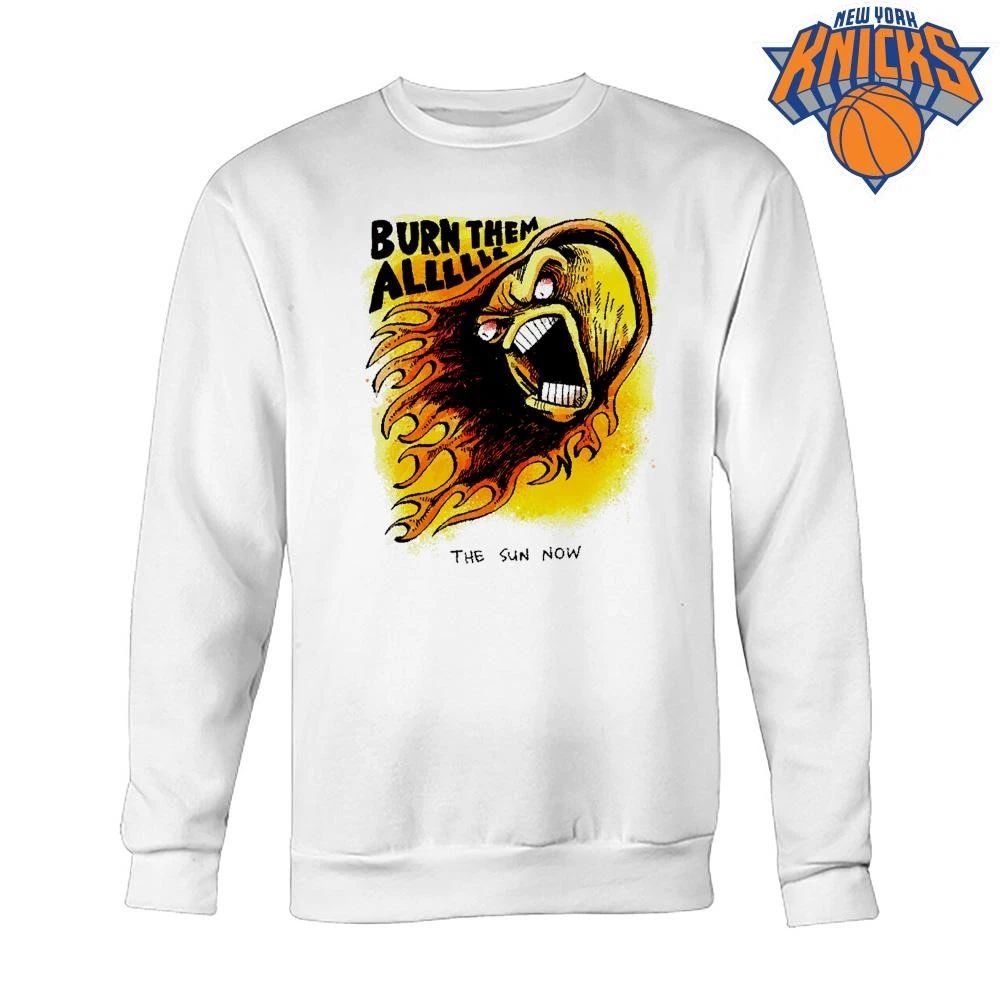 Burn Them All The Sun Now Angry Flaming Face Sunburn Summer Comic shirt