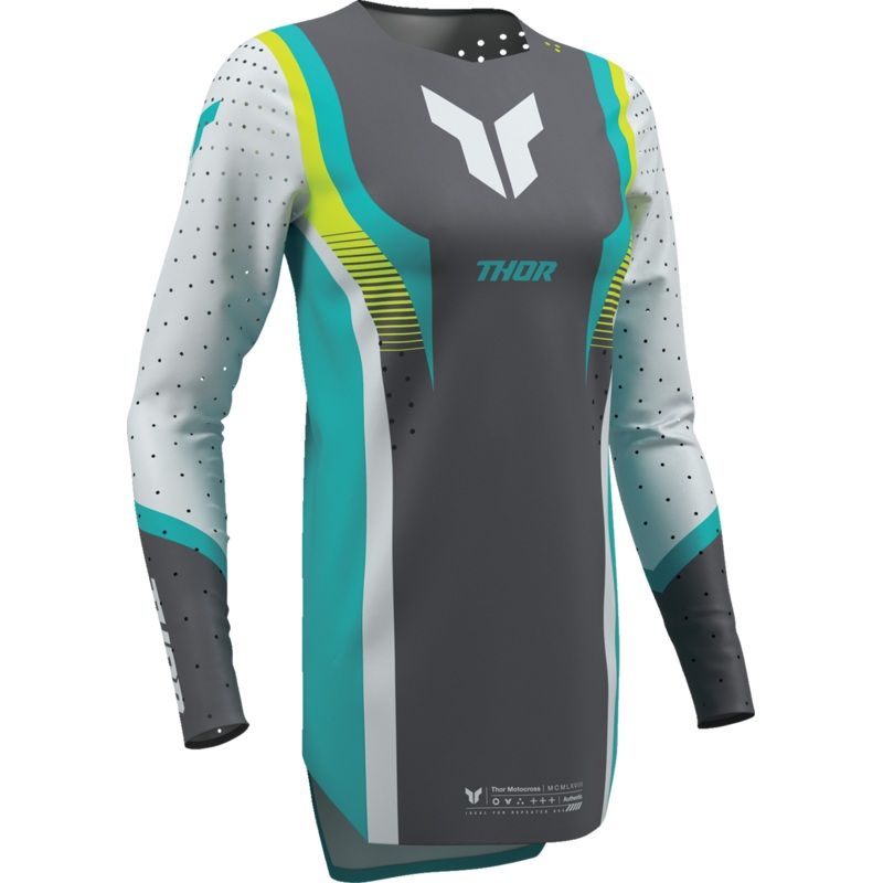 THOR Women’s Sportmode Velocity Jersey – Gray/Aqua – Small 2911-0336