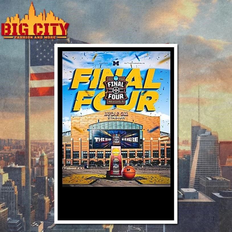 Michigan Wolverines 2026 Ncaa Mens Basketball Final Four Indianapolis Were Headed To Indianapolis Lucas Oil Stadium College Shirt