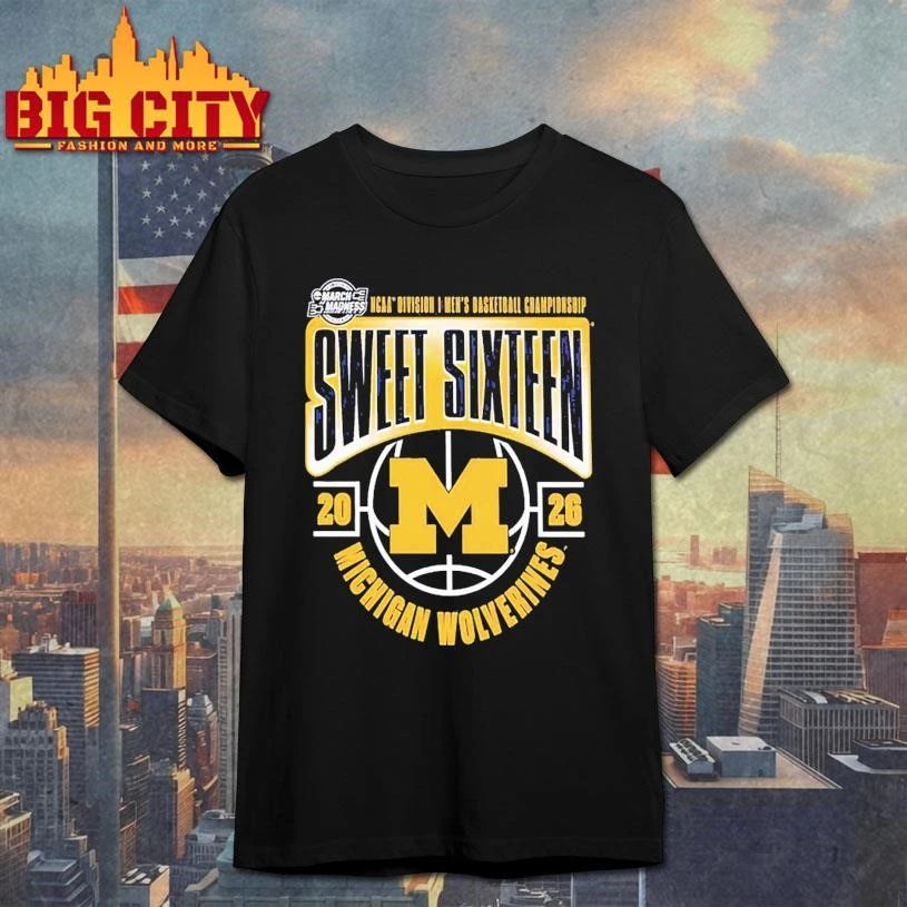 Michigan Wolverines Men’s Basketball 2026 NCAA March Madness Sweet 16 Graphic Shirt