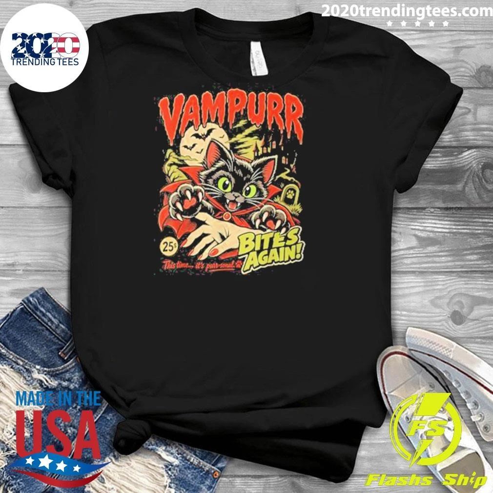 Cat Halloween Vampurr Bites Again Shirt