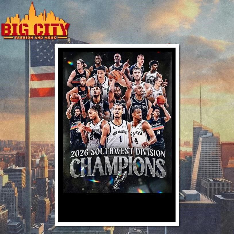 Celebrates San Antonio Spurs NBA Champions 2026 Southwest Division Championship Poster Shirt
