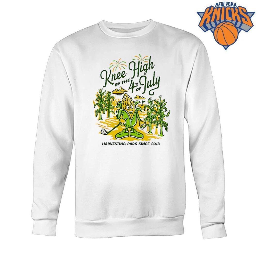 Knee High by the 4th of July Corn Golfer Cartoon Funny Harvesting Pars Sports Retro shirt
