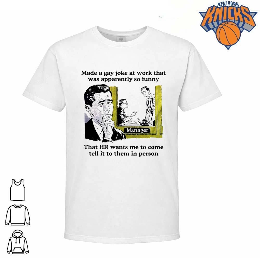 Made A Gay Joke At Work HR Funny Workplace Quote Retro Comic Style Unisex Cotton T Shirt