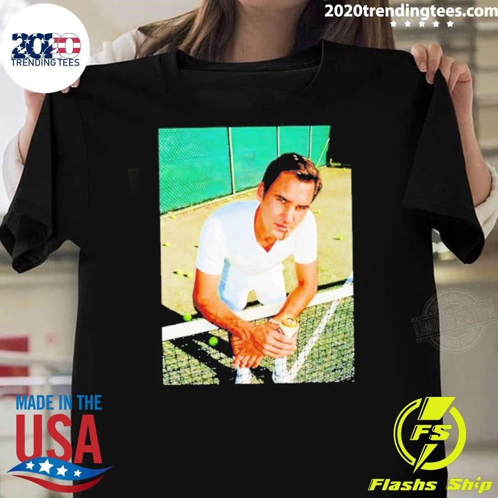 Roger Federer Tennis Player Smoking Beer Photo Shirt