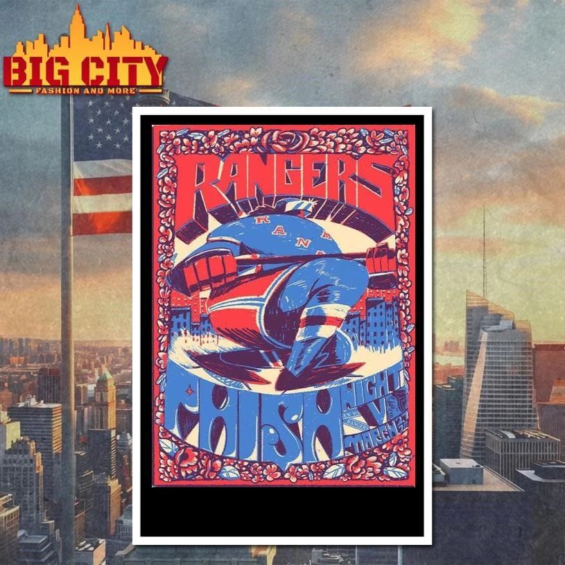 Phish X New York Rangers Vs Chicago Blackhawks Match Show At Madison Square Garden In New York On March 27 2026 Poster Shirt