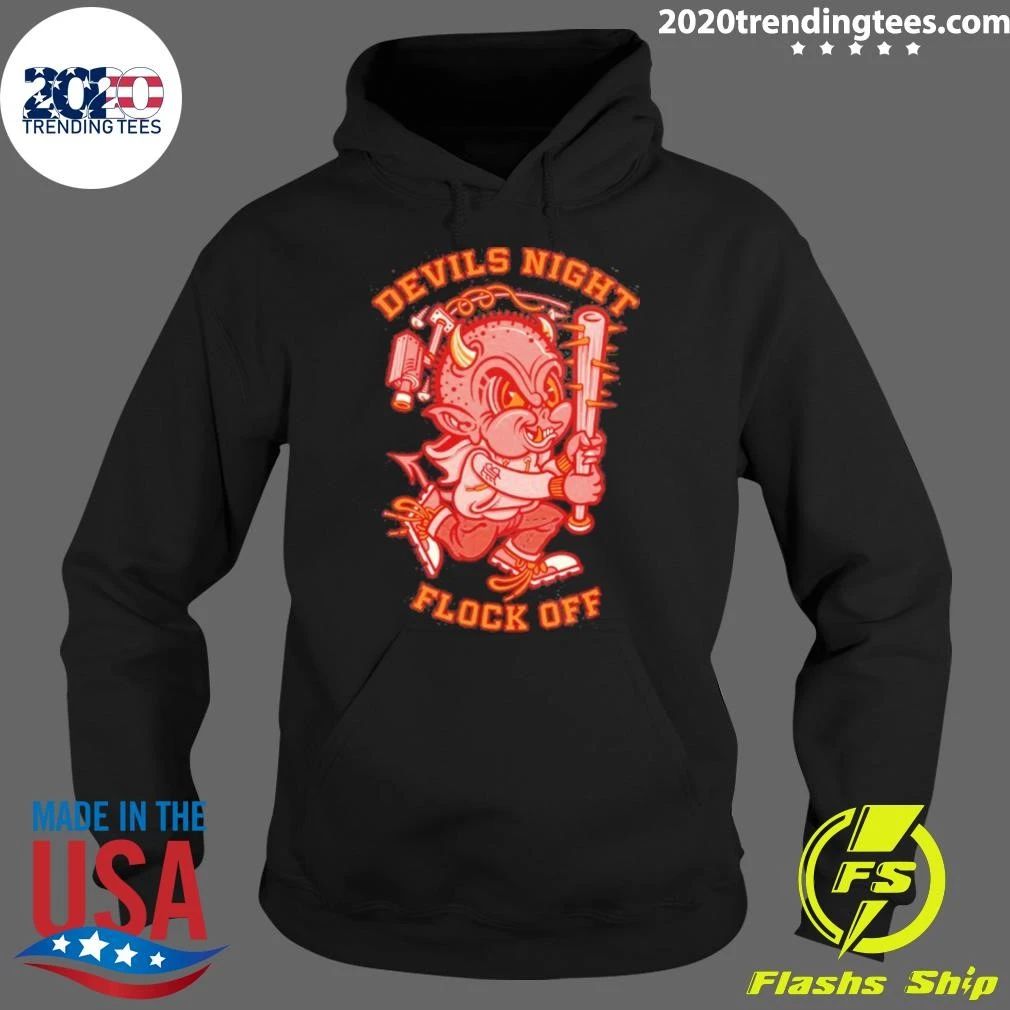 Devils Night Flock Off Devil With Spiked Bat Shirt