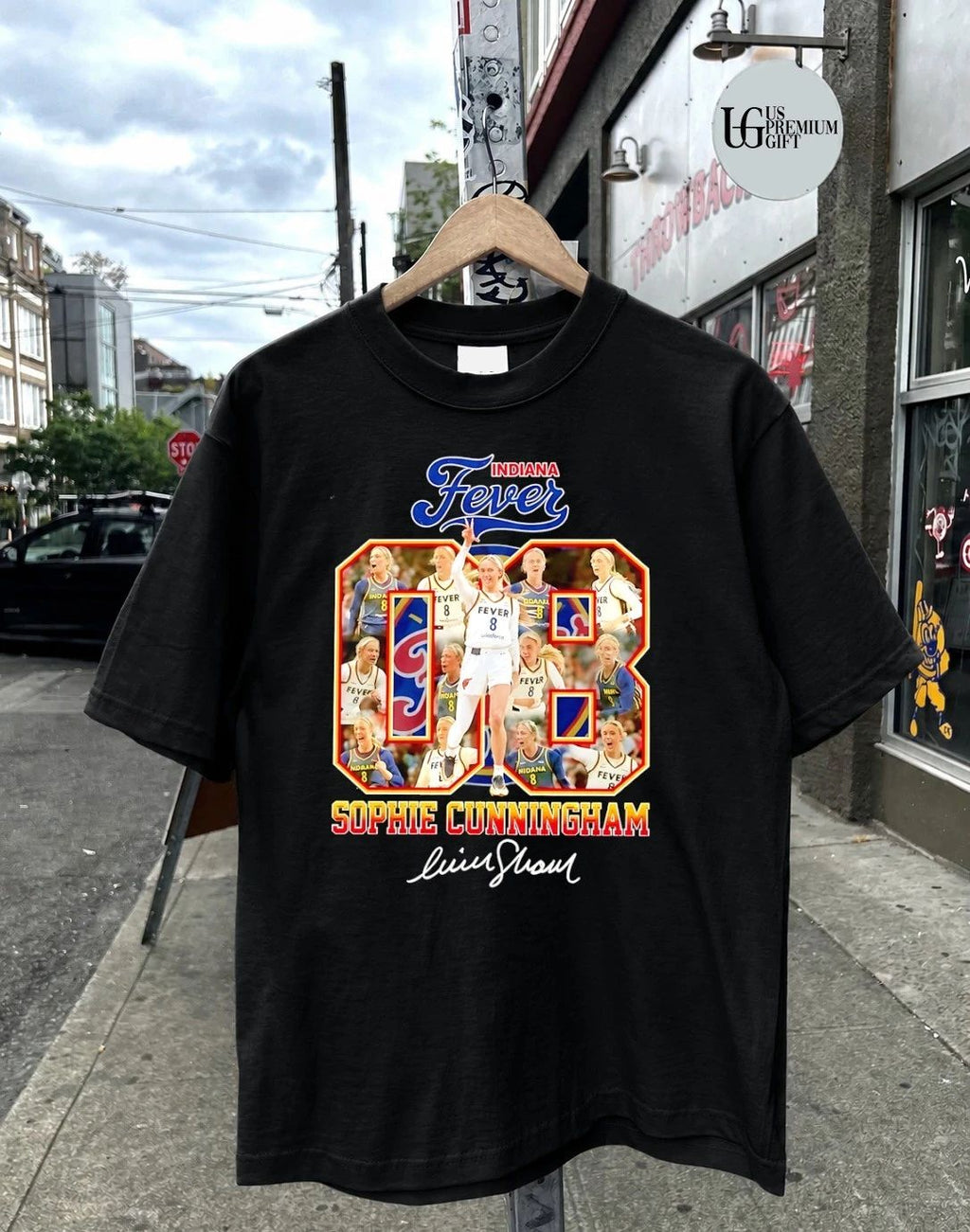 Sophie Cunningham No 8 Indiana Fever WNBA signature number collage signature shirt